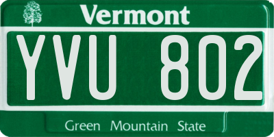 VT license plate YVU802