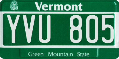 VT license plate YVU805