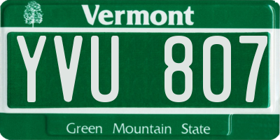 VT license plate YVU807