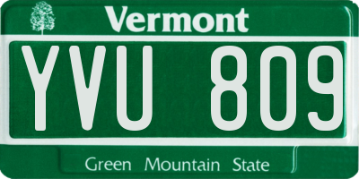VT license plate YVU809