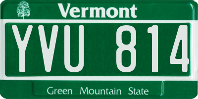 VT license plate YVU814