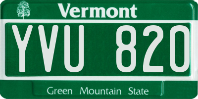 VT license plate YVU820