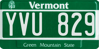 VT license plate YVU829