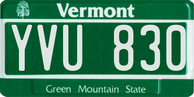 VT license plate YVU830