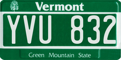 VT license plate YVU832