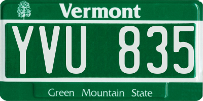 VT license plate YVU835