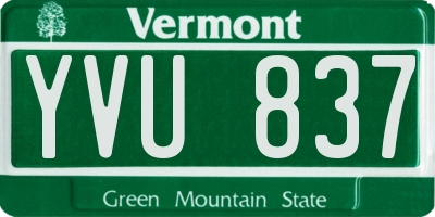 VT license plate YVU837
