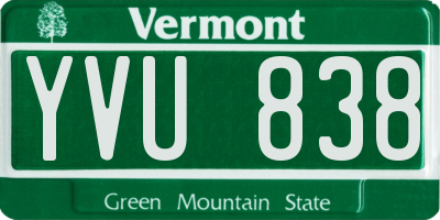 VT license plate YVU838
