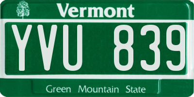 VT license plate YVU839