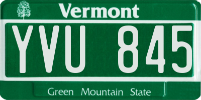 VT license plate YVU845