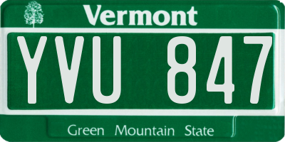 VT license plate YVU847