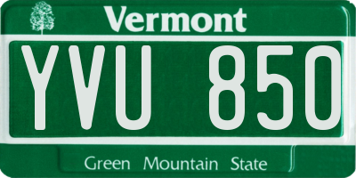 VT license plate YVU850