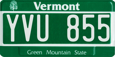 VT license plate YVU855