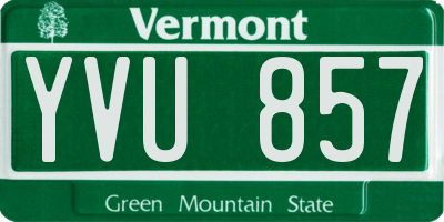 VT license plate YVU857