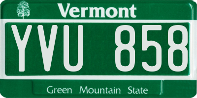 VT license plate YVU858