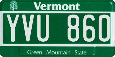 VT license plate YVU860