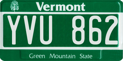 VT license plate YVU862