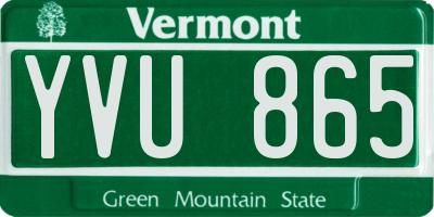 VT license plate YVU865