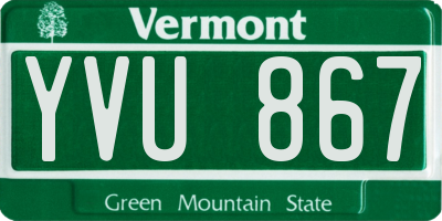 VT license plate YVU867