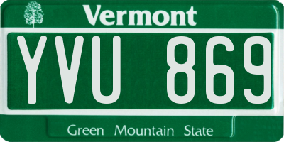VT license plate YVU869