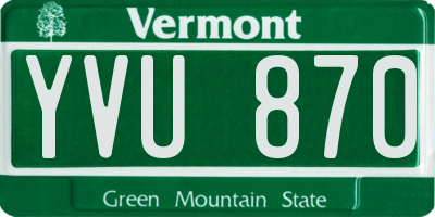 VT license plate YVU870