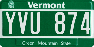 VT license plate YVU874