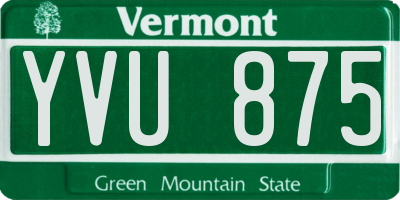 VT license plate YVU875