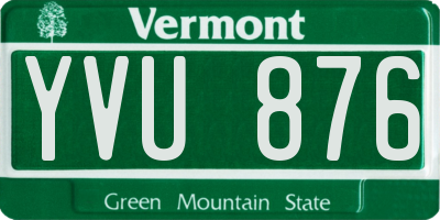 VT license plate YVU876