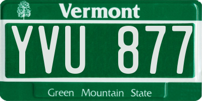 VT license plate YVU877