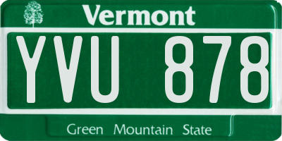 VT license plate YVU878