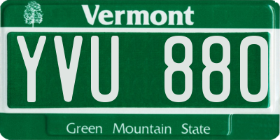 VT license plate YVU880