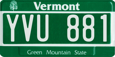 VT license plate YVU881