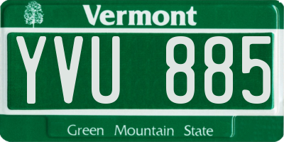 VT license plate YVU885