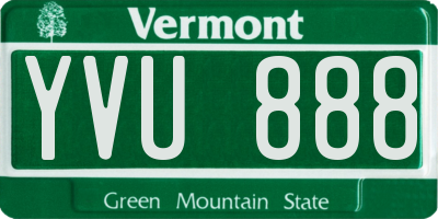 VT license plate YVU888