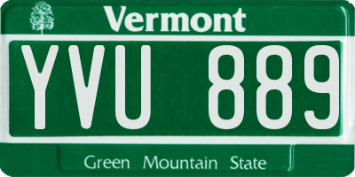 VT license plate YVU889