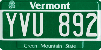 VT license plate YVU892