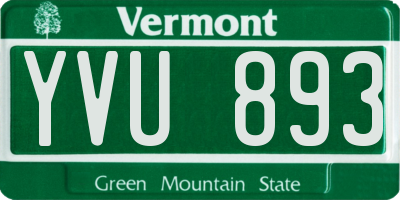 VT license plate YVU893