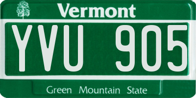 VT license plate YVU905
