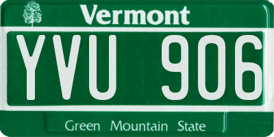 VT license plate YVU906