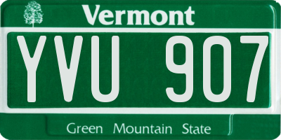 VT license plate YVU907