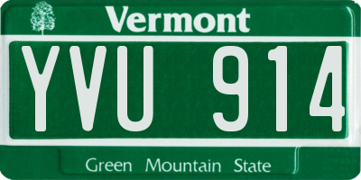 VT license plate YVU914