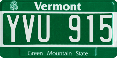 VT license plate YVU915