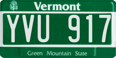 VT license plate YVU917