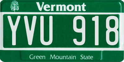 VT license plate YVU918