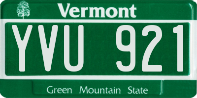 VT license plate YVU921