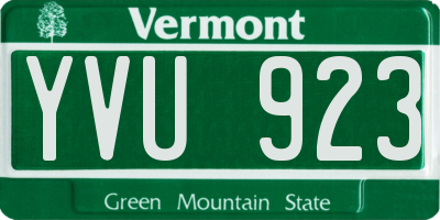 VT license plate YVU923