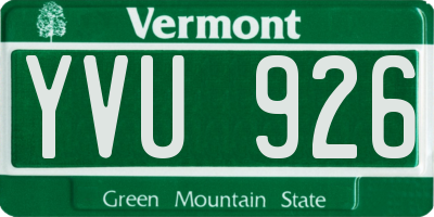 VT license plate YVU926