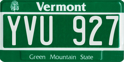 VT license plate YVU927