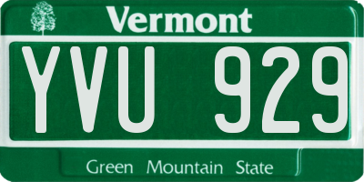 VT license plate YVU929