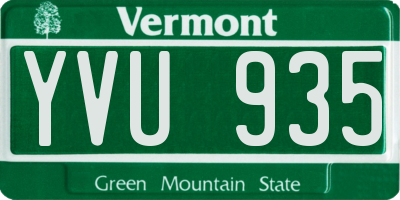 VT license plate YVU935